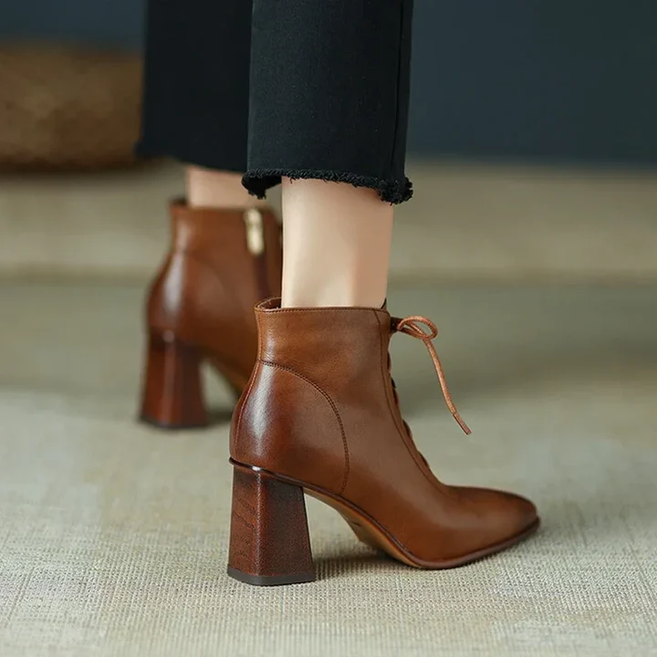 Vireya Lace-Up Leather Heel Boots (Women)