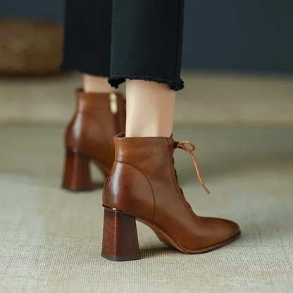 Vireya Lace-Up Leather Heel Boots (Women)