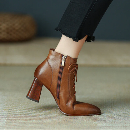 Vireya Lace-Up Leather Heel Boots (Women)