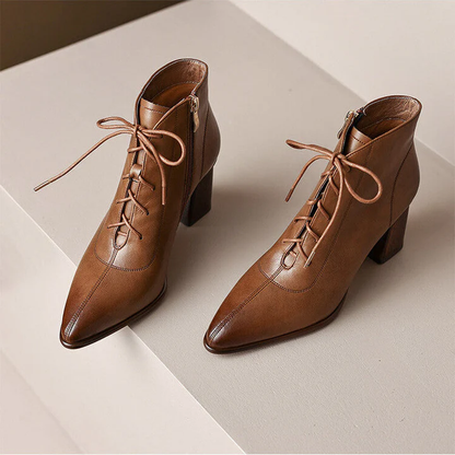 Vireya Lace-Up Leather Heel Boots (Women)