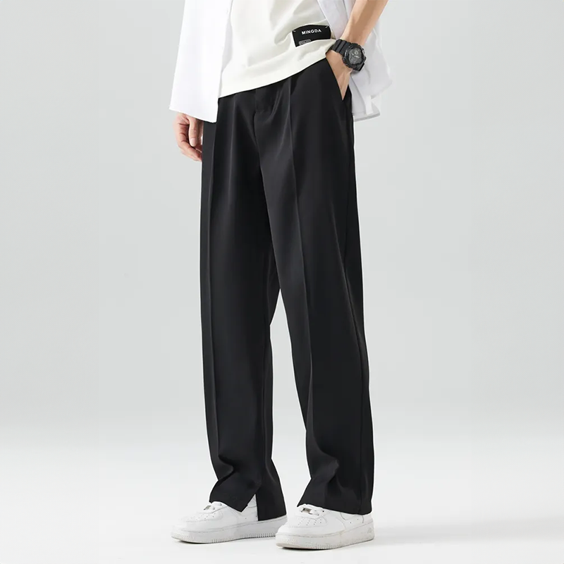 Trousers Men Formal Draped Design Relaxed Tailored Fit Black / 2XL Trousers Men Formal Draped Design Relaxed Tailored Fit Black / 2XL